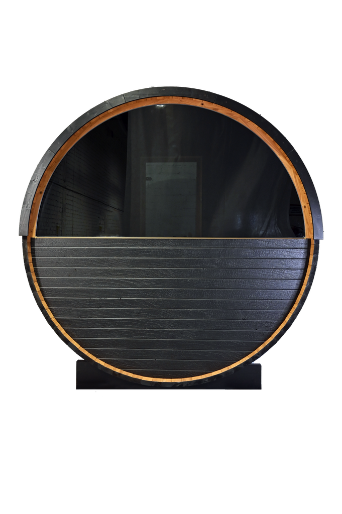 Thermory 4 Person Barrel Sauna No 52 DIY Kit with Window Thermally Modified Spruce,Thermally Modified Spruce - Ignite Thermory 2023-08-02-Barrel-Sauna-Ignite-No62-Freestanding-VMS-04-Cutout.png