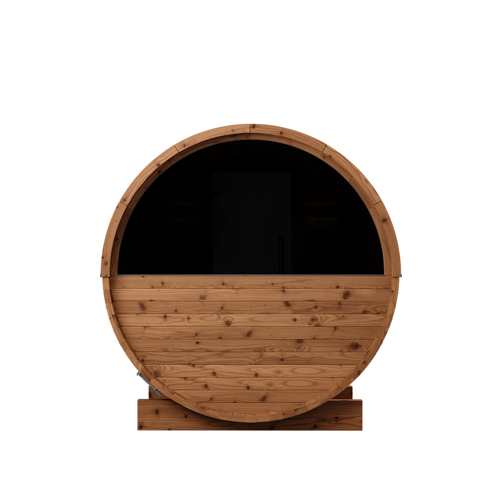Thermory 2 Person Barrel Sauna No 54 DIY Kit with Window Thermally Modified Spruce,Thermally Modified Spruce - Ignite,Limited Edition - Aspen with Custom LED Lighting Package,Limited Edition - Ignite with Custom LED Lighting Package Thermory Back1.png