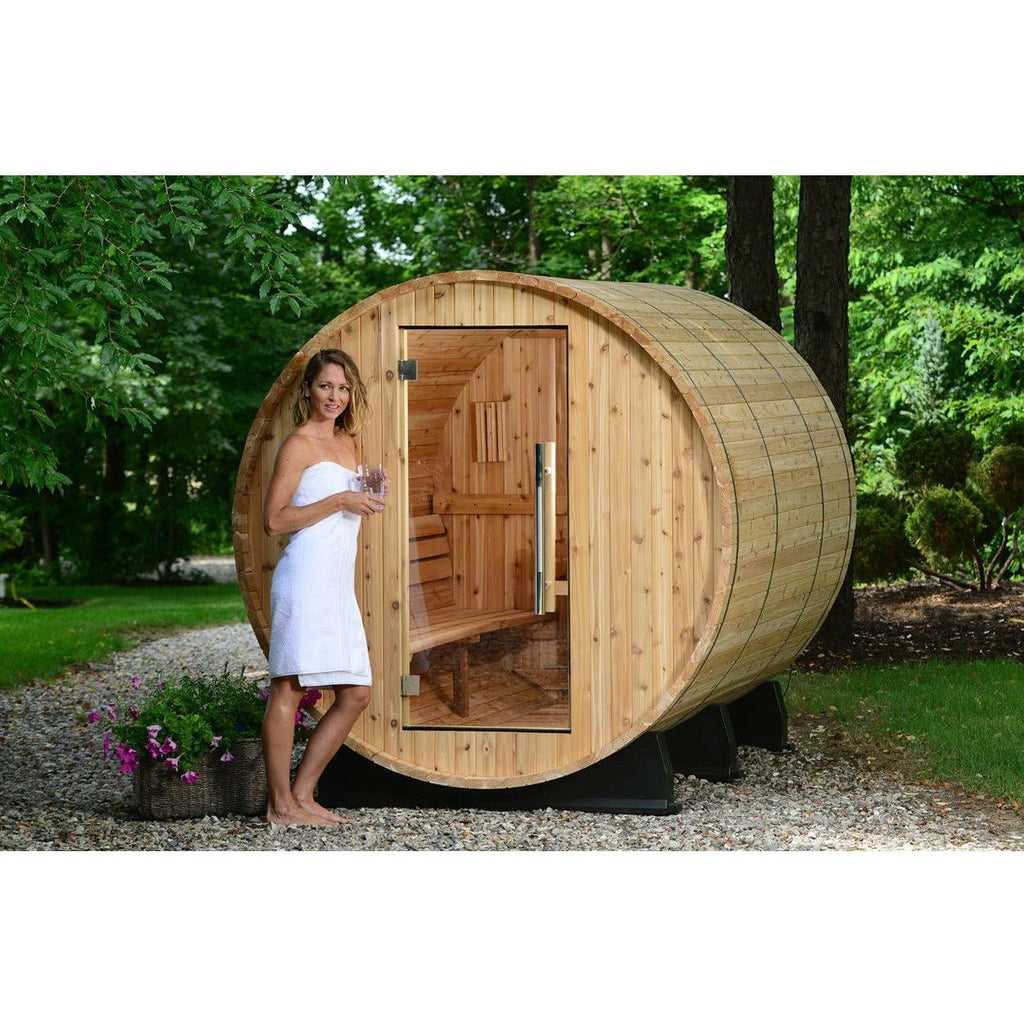 Almost Heaven Princeton 6 Person Classic Barrel Sauna Rustic Cedar,Onyx - Stained Southern Pine Almost Heaven Sauna BarrelSaunaWomanDrinkingWater_1024x1024_2x_8ee437e3-9633-41ab-b91d-fe5735b124e9.jpg