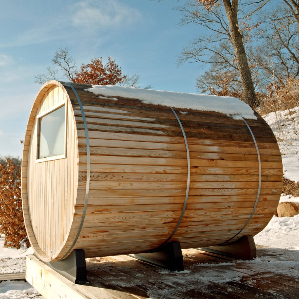 Almost Heaven Huntington 6 Person Canopy Barrel Sauna Rustic Cedar,Onyx - Stained Southern Pine Almost Heaven Sauna Barrel_Canopy_Huntington_Woodchuck_1024x1024_2x_1972e7b8-3709-406d-850d-edd1fc8529e2.jpg