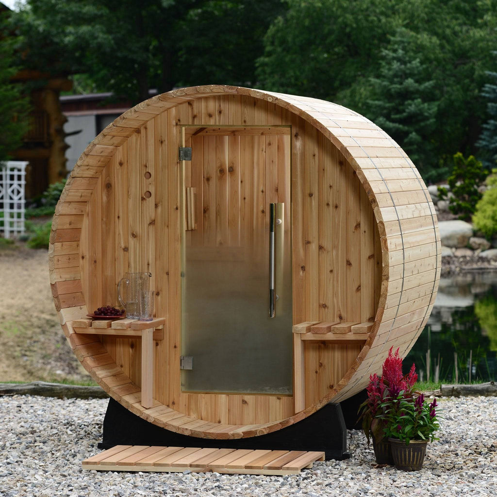 Almost Heaven Vienna 4+1 Canopy Barrel Sauna (2-Person) Rustic Cedar,Onyx - Stained Southern Pine Almost Heaven Sauna Barrel_Canopy_Vienna_1024x1024_2x_b1065c9c-868d-4304-8dab-a441824ccf1f.jpg