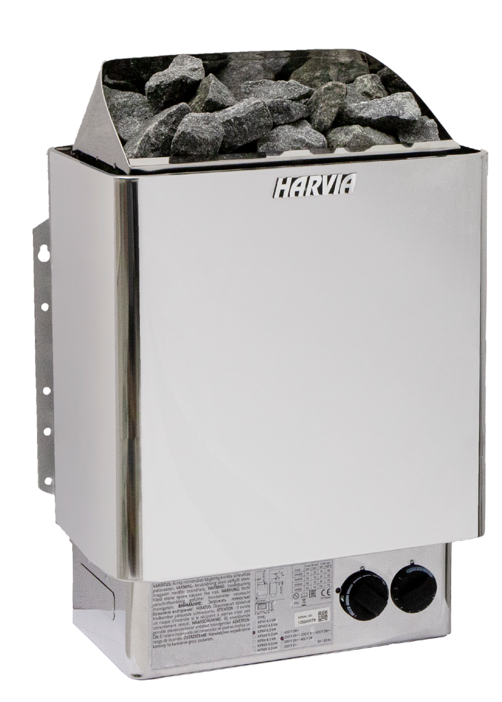 Harvia KIP45B Stainless Steel 4.5KW Sauna Heater with Built-in Control JH45B2401 (100-210cf) 240V 1PH / 100 to 210 cubic feet Harvia Harvia_Sahkari_Steel_KIP45-KIP80_p1.png