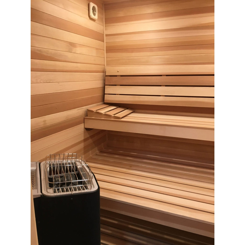 Finnish Sauna Builders 5' x 7' x 7' Pre-Built Outdoor Sauna Kit with A-Frame Cedar Shake Roof Option 1 / Without Floor,Option 1 / With Floor,Option 2 / Without Floor,Option 2 / With Floor,Option 3 / Without Floor,Option 3 / With Floor,Option 4 / Without F