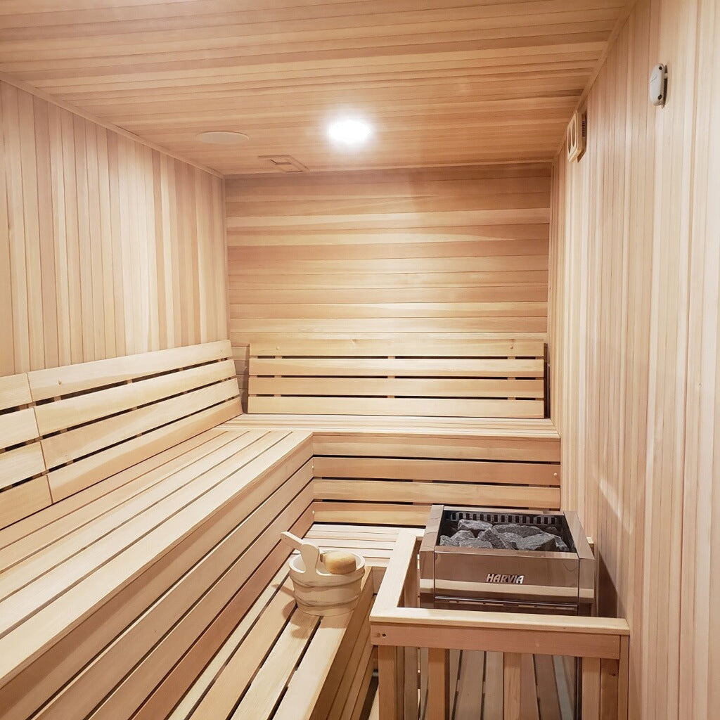 Finnish Sauna Builders 6' x 7' x 7' Pre-Cut Sauna Kit Option 1 / 7 Foot Tall / No Backrest,Option 1 / 7 Foot Tall / Backrest - $300.30,Option 1 / 8 Foot Tall + $368.94 / No Backrest,Option 1 / 8 Foot Tall + $368.94 / Backrest - $300.30,Option 2 / 7 Foot T