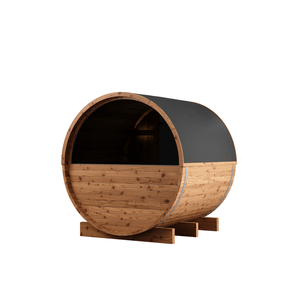 Thermory 4 Person Barrel Sauna No 52 DIY Kit with Window Thermally Modified Spruce,Thermally Modified Spruce - Ignite Thermory Left_PVC_312444f2-8575-4633-b084-d7a68757b63c.png