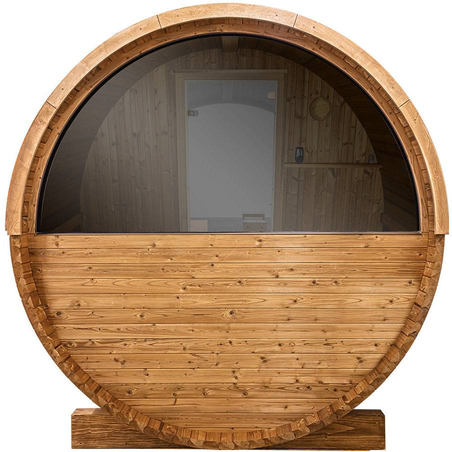 Thermory 2 Person Barrel Sauna No 54 DIY Kit with Window Thermally Modified Spruce,Thermally Modified Spruce - Ignite,Limited Edition - Aspen with Custom LED Lighting Package,Limited Edition - Ignite with Custom LED Lighting Package Thermory No52-Back_fb6