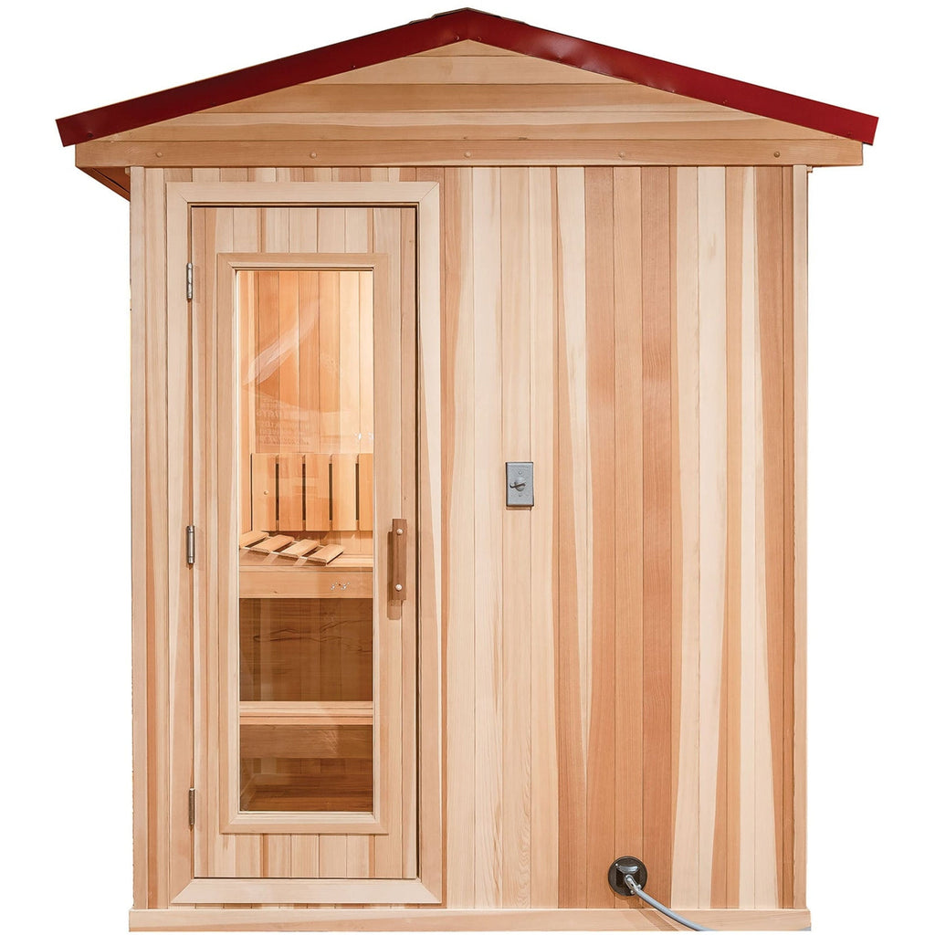 Finnish Sauna Builders 6' x 6' x 7' Pre-Built Outdoor Sauna Kit with A-Frame Cedar Shake Roof Option 1 / Without Floor,Option 1 / With Floor,Option 2 / Without Floor,Option 2 / With Floor,Option 3 / Without Floor,Option 3 / With Floor,Option 4 / Without F