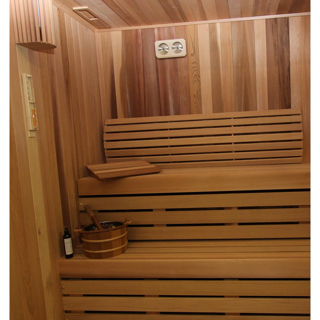 Finnish Sauna Builders 11' x 12' x 7' Pre-Cut Sauna Kit Option 1 / 7 Foot Tall / No Backrest,Option 1 / 7 Foot Tall / Backrest + $514.80,Option 1 / 8 Foot Tall + $652.74 / No Backrest,Option 1 / 8 Foot Tall + $652.74 / Backrest + $514.80,Option 2 / 7 Foot