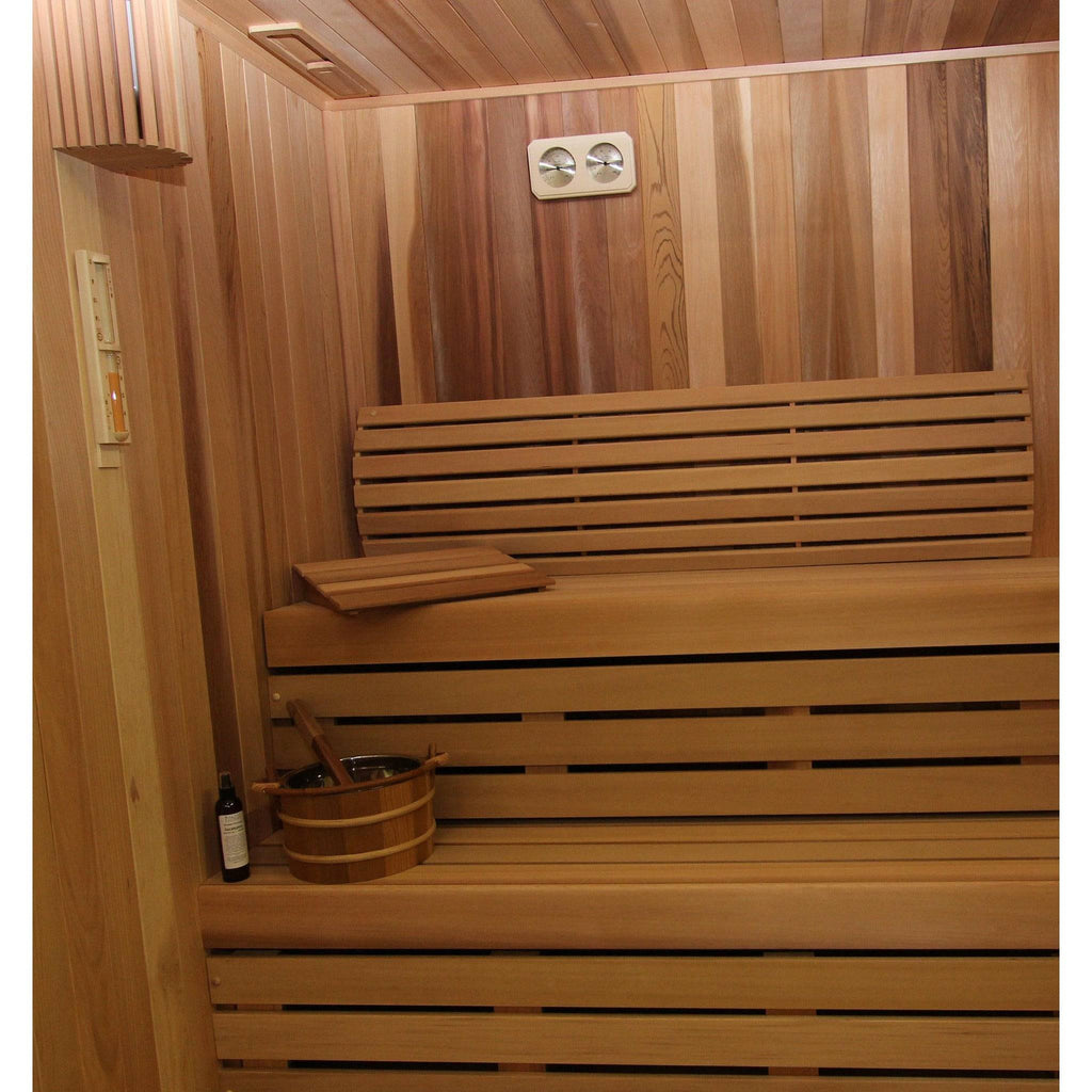 Finnish Sauna Builders 6' x 7' x 7' Pre-Cut Sauna Kit Option 1 / 7 Foot Tall / No Backrest,Option 1 / 7 Foot Tall / Backrest - $300.30,Option 1 / 8 Foot Tall + $368.94 / No Backrest,Option 1 / 8 Foot Tall + $368.94 / Backrest - $300.30,Option 2 / 7 Foot T