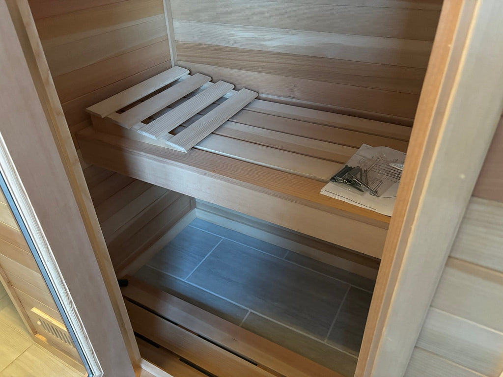 Finnish Sauna Builders 3' x 4' x 7' Pre-Cut Sauna Kit Option 1 / 7 Foot Tall / No Backrest,Option 1 / 7 Foot Tall / Backrest + $171.60,Option 1 / 8 Foot Tall + $198.66 / No Backrest,Option 1 / 8 Foot Tall + $198.66 / Backrest + $171.60,Option 2 / 7 Foot T