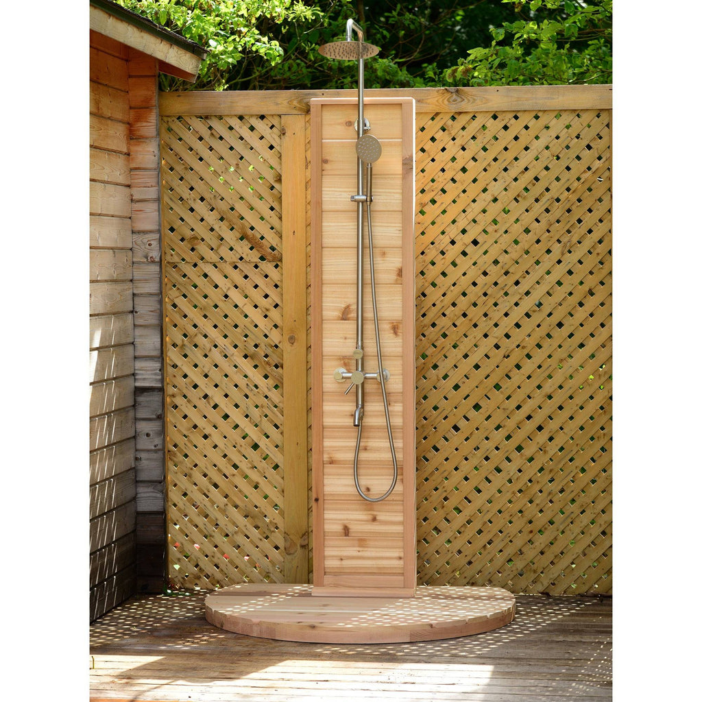 Almost Heaven Tower Outdoor Shower Rustic Cedar / No Floor,Rustic Cedar / Floor Almost Heaven Sauna Shower_Tower_Outdoor_w_round_floor.jpg