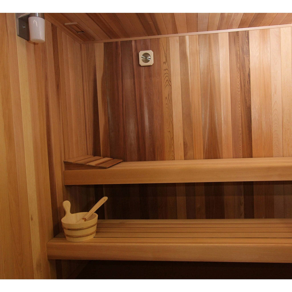 Finnish Sauna Builders 7' x 7' x 7' Pre-Built Outdoor Sauna Kit with A-Frame Cedar Shake Roof Option 1 / Without Floor,Option 1 / With Floor,Option 2 / Without Floor,Option 2 / With Floor,Option 3 / Without Floor,Option 3 / With Floor,Option 4 / Without F