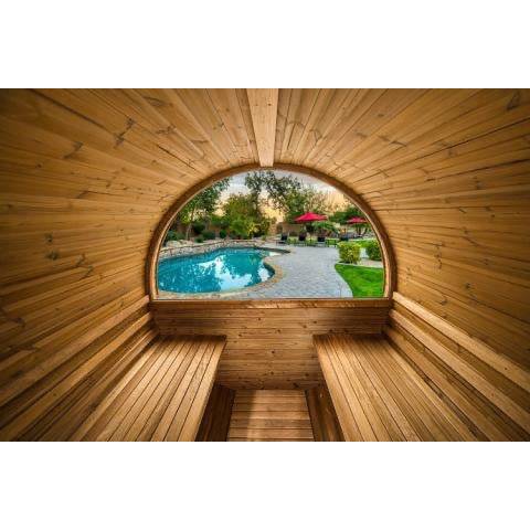 Thermory 2 Person Barrel Sauna No 54 DIY Kit with Window Thermally Modified Spruce,Thermally Modified Spruce - Ignite,Limited Edition - Aspen with Custom LED Lighting Package,Limited Edition - Ignite with Custom LED Lighting Package Thermory no-50-52-54-6
