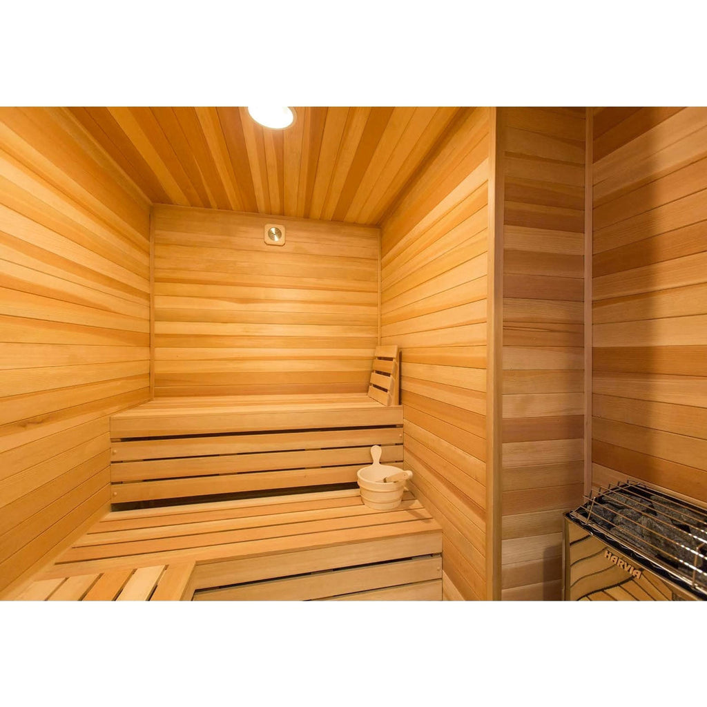 Finnish Sauna Builders 4' x 6' x 7' Pre-Built Outdoor Sauna Kit with A-Frame Cedar Shake Roof Option 1 / Without Floor,Option 1 / With Floor,Option 2 / Without Floor,Option 2 / With Floor,Option 3 / Without Floor,Option 3 / With Floor,Option 4 / Without F